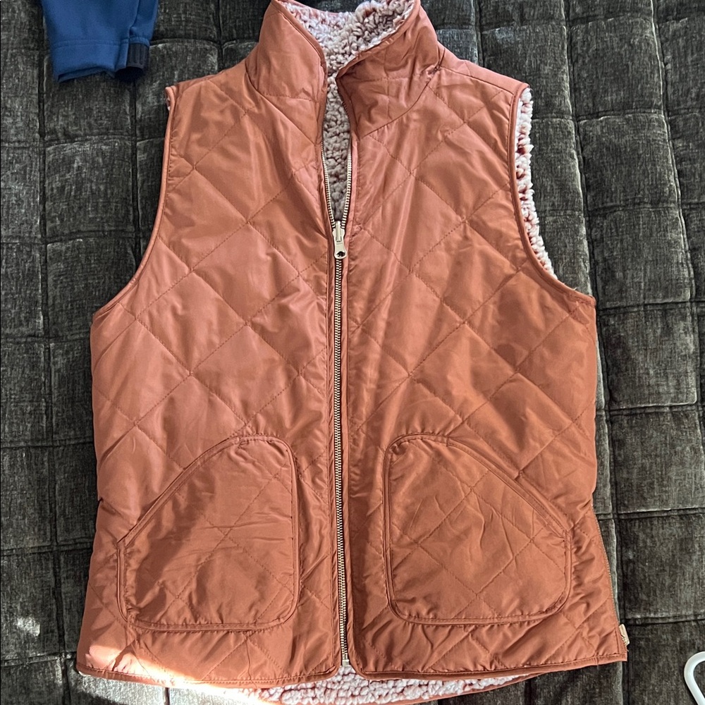 Francesca's Quilted Rust Vest with Plush Lining.